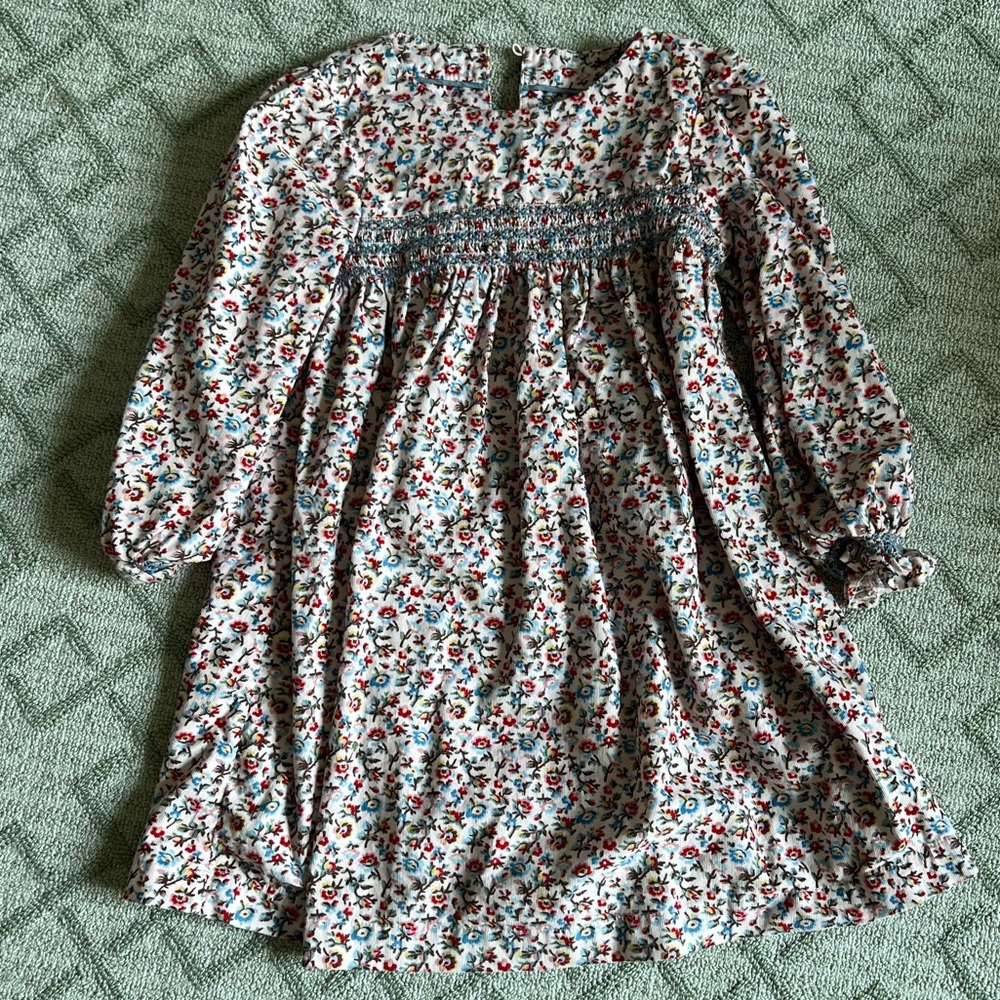 Worn once Mini Boden Cord Smocked Dress, 4-5Y.